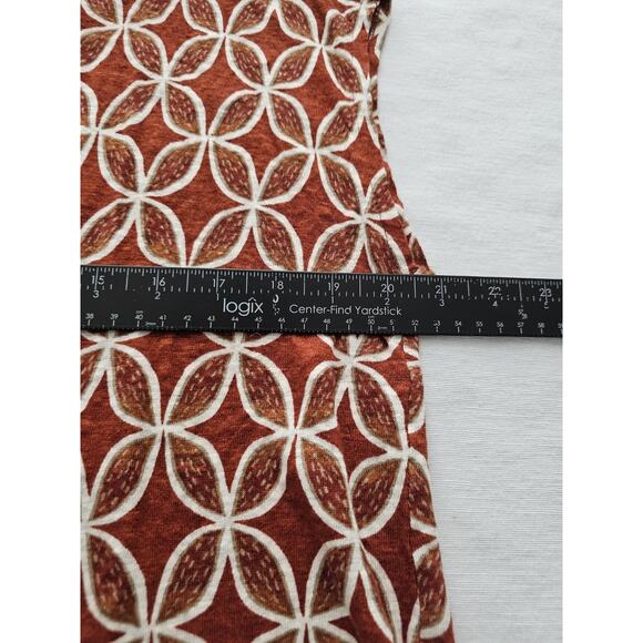 Sigrid Olsen 100% Linen M Sleeveless Top Blouse Button Detail Orange Geometric - Picture 6 of 14